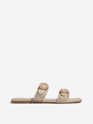LUNA BLU Ivory Dual-Strap Slip-On Sandals