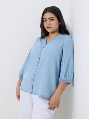 Gia Light Blue Denim Blouse