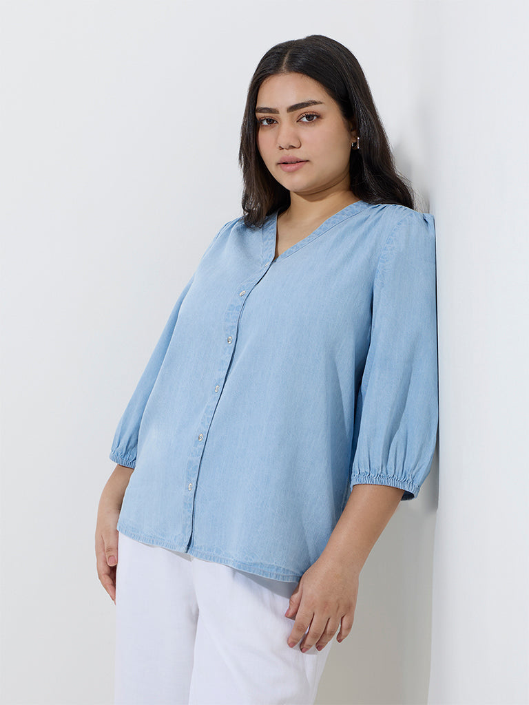 Gia Light Blue Denim Blouse