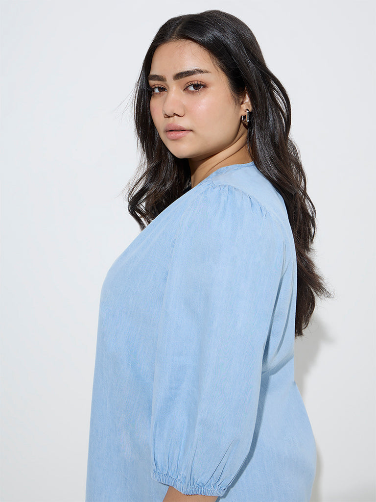 Gia Light Blue Denim Blouse - Image 2
