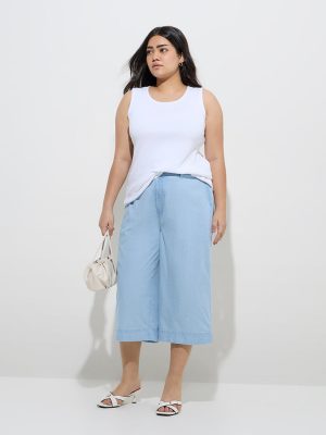 Gia Light Blue High-Rise Denim Culottes