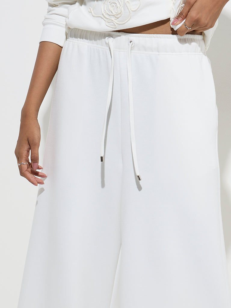 LOV White Solid High-Rise Trousers - Image 2