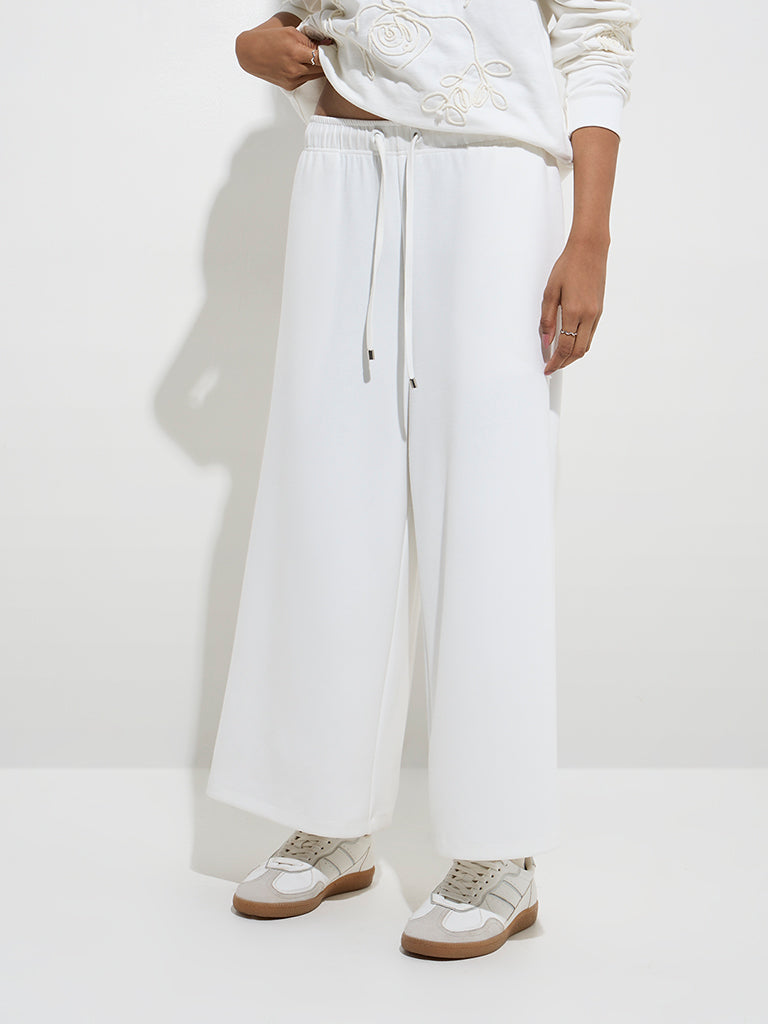 LOV White Solid High-Rise Trousers - Image 3