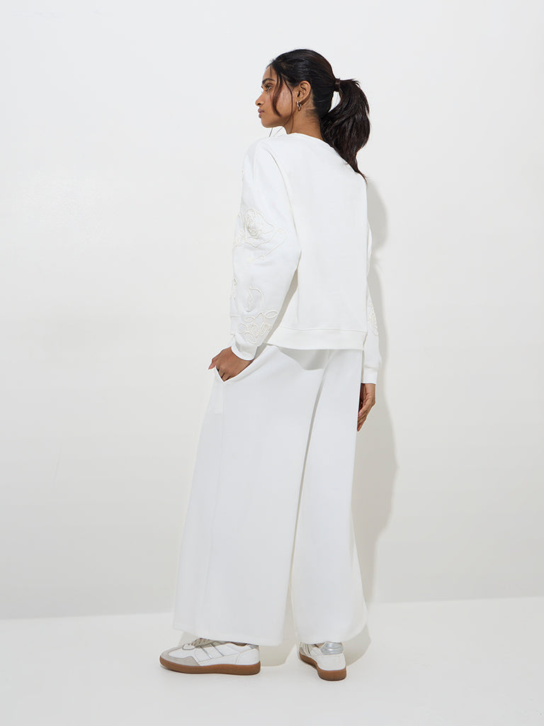 LOV White Solid High-Rise Trousers - Image 4