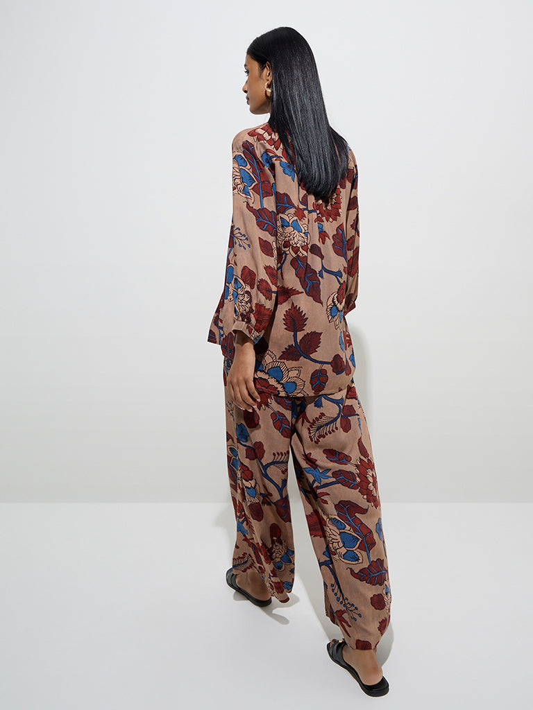 Utsa Beige Floral Printed Tunic - Image 4