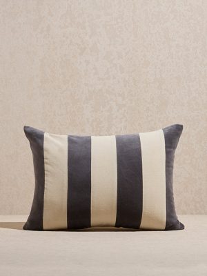 Westside Home Charcoal Stripe Printed Cushion Cover