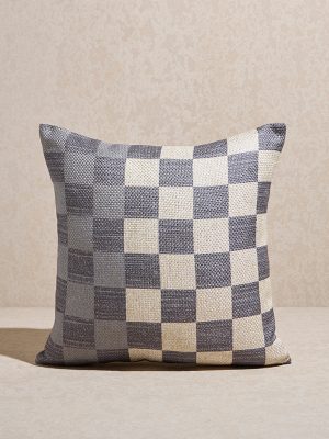 Westside Home Dusty Blue Checks Design Cushion Cover
