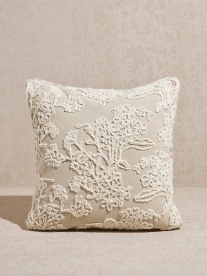 Westside Home Beige Embroidered Cushion Cover