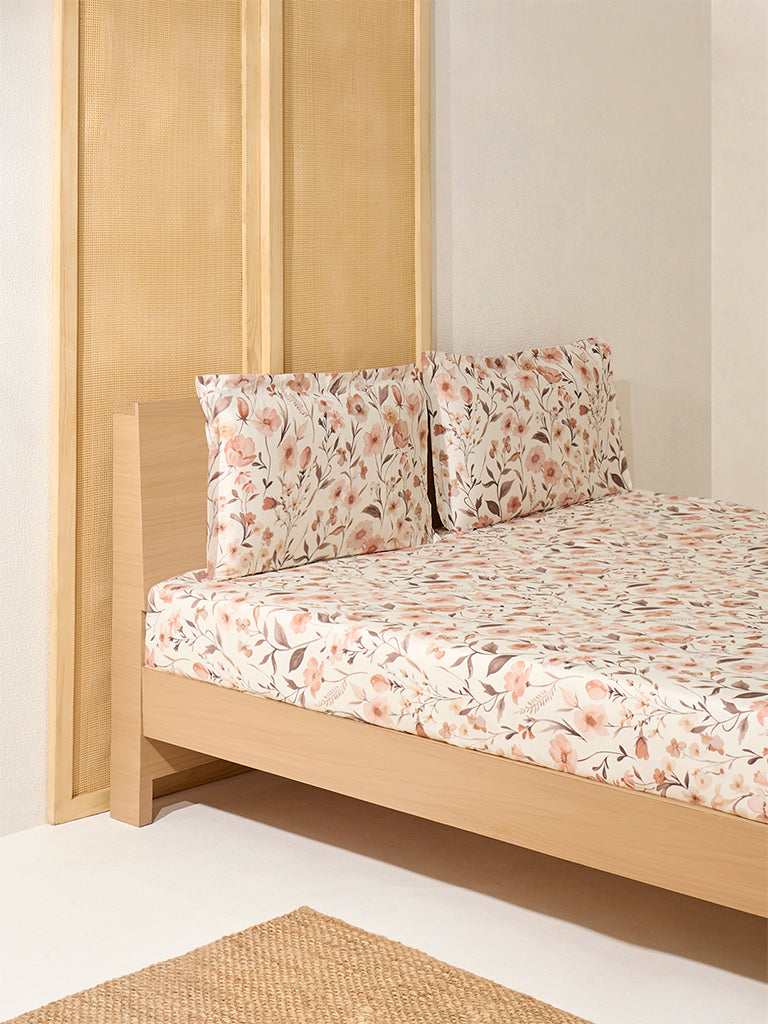 Westside Home Rust Botanical King Bed Flat Sheet and Pillowcase Set - Image 2