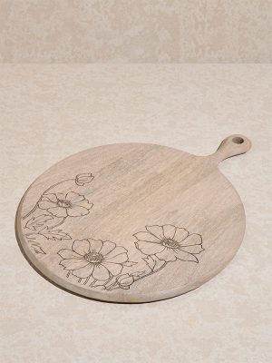 Westside Home Beige Floral Etched Wooden Chopper