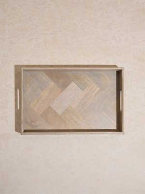 Westside Home Beige Wooden Serving Tray