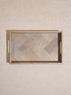 Westside Home Beige Wooden Serving Tray