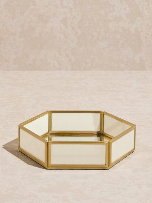 Westside Home Off-White Linen Trinket Tray
