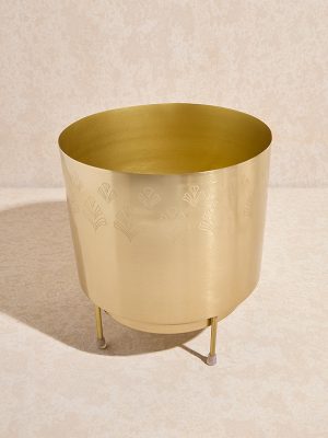 Westside Home Gold Ginkgo Etched Planter