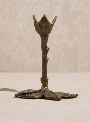 Westside Home Dull Gold Floral-Shaped Candle Holder