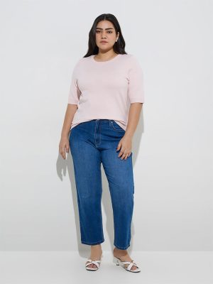 Gia Blue Straight-Fit High-Rise Jeans