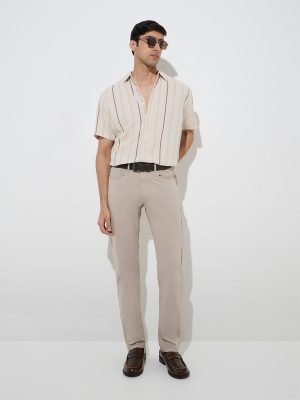 Ascot Taupe Relaxed-Fit Mid-Rise Jeans