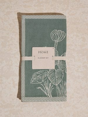 Westside Home Olive Floral Printed Placemats (Set of 4)