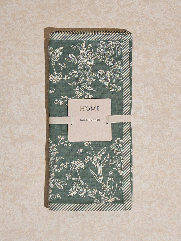Westside Home Olive Floral Printed Table Runner