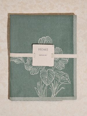 Westside Home Olive Floral Printed Table Napkin (Set of 4)