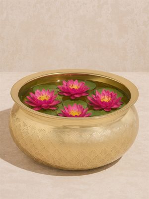 Westside Home Gold Floral Etched Decorative Bowl- Small