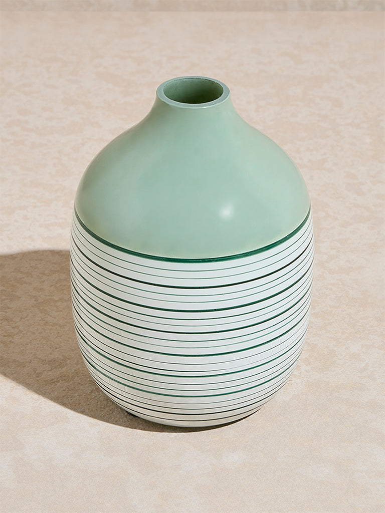 Westside Home Mint Stripe Printed Glass Vase - Image 2