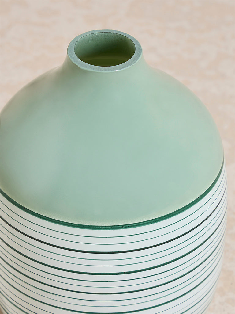 Westside Home Mint Stripe Printed Glass Vase - Image 3
