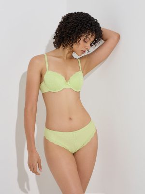 Wunderlove Lime Lace Detailed Brazilian Briefs