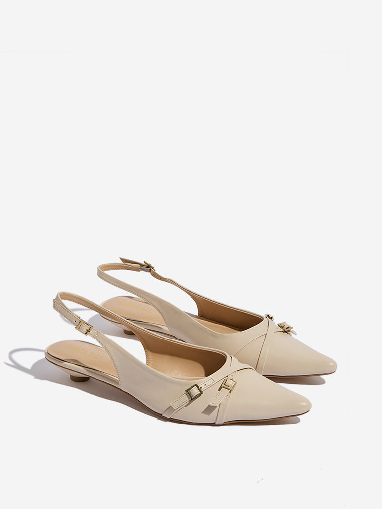 LUNA BLU Ivory Slingback Mules - Image 2