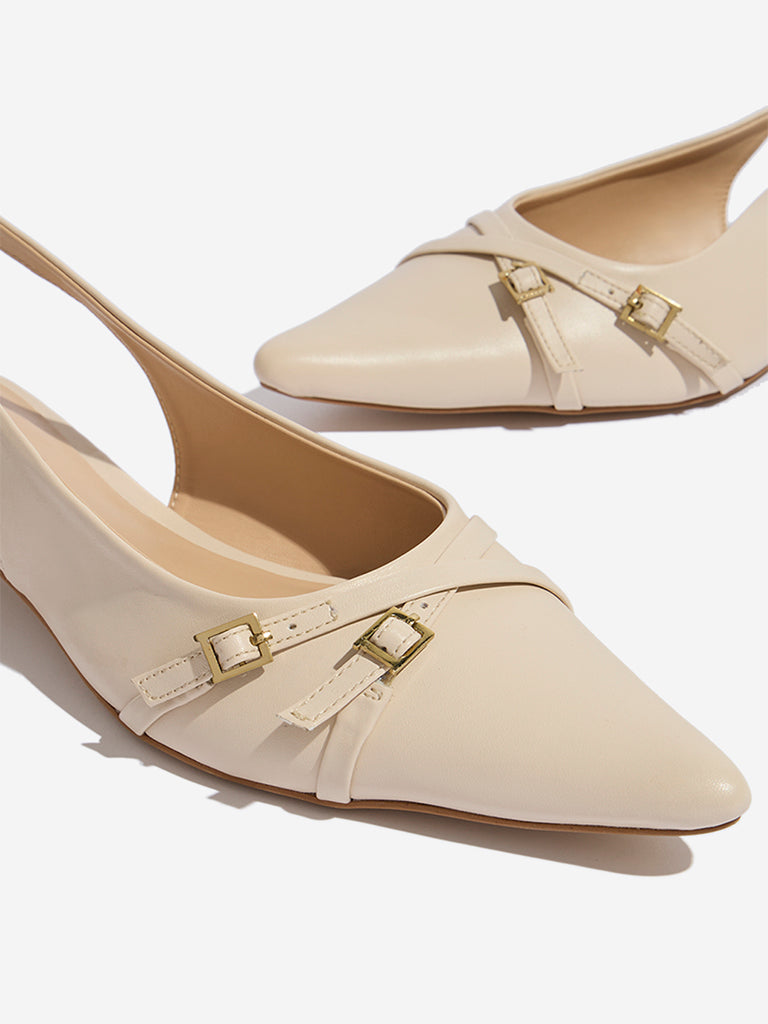 LUNA BLU Ivory Slingback Mules - Image 3