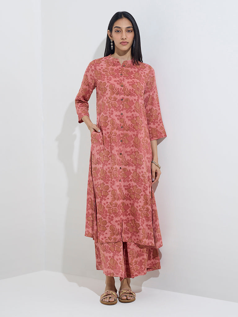 Utsa Pink Floral Pattern Palazzos - Image 3