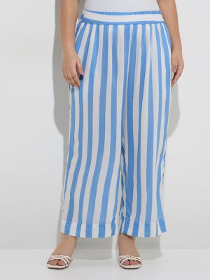 Diza Blue Stripe Printed Ethnic Pants