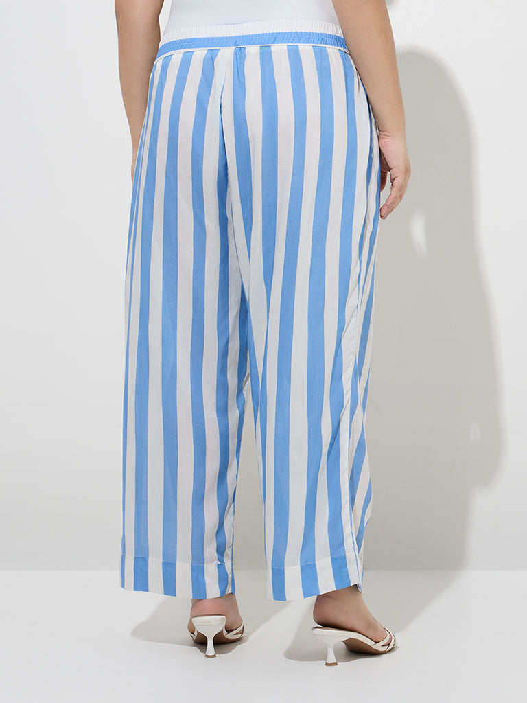 Diza Blue Stripe Printed Ethnic Pants - Image 2