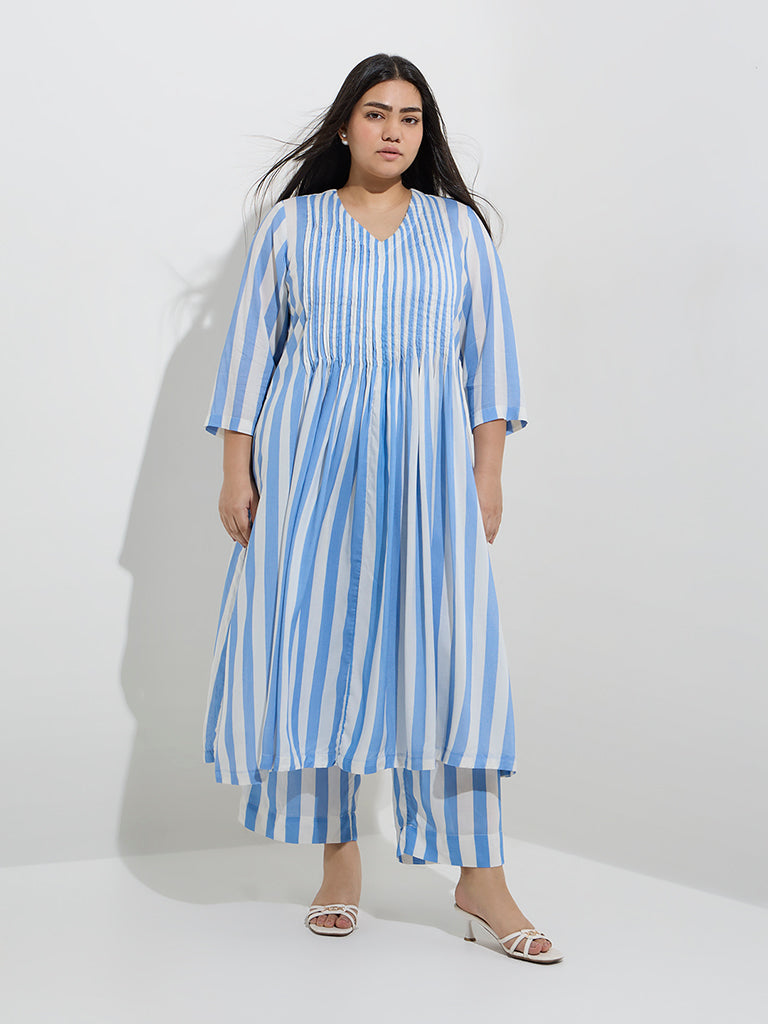 Diza Blue Stripe Printed Ethnic Pants - Image 3