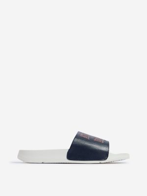 SOLEPLAY Navy Text Printed Pool Slides