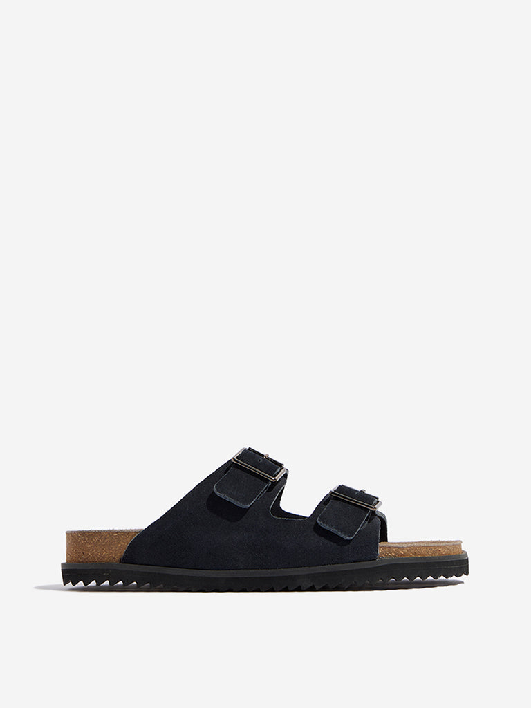 SOLEPLAY Navy Dual-Strap Leather Sandals