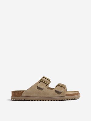 SOLEPLAY Taupe Dual-Strap Leather Sandals