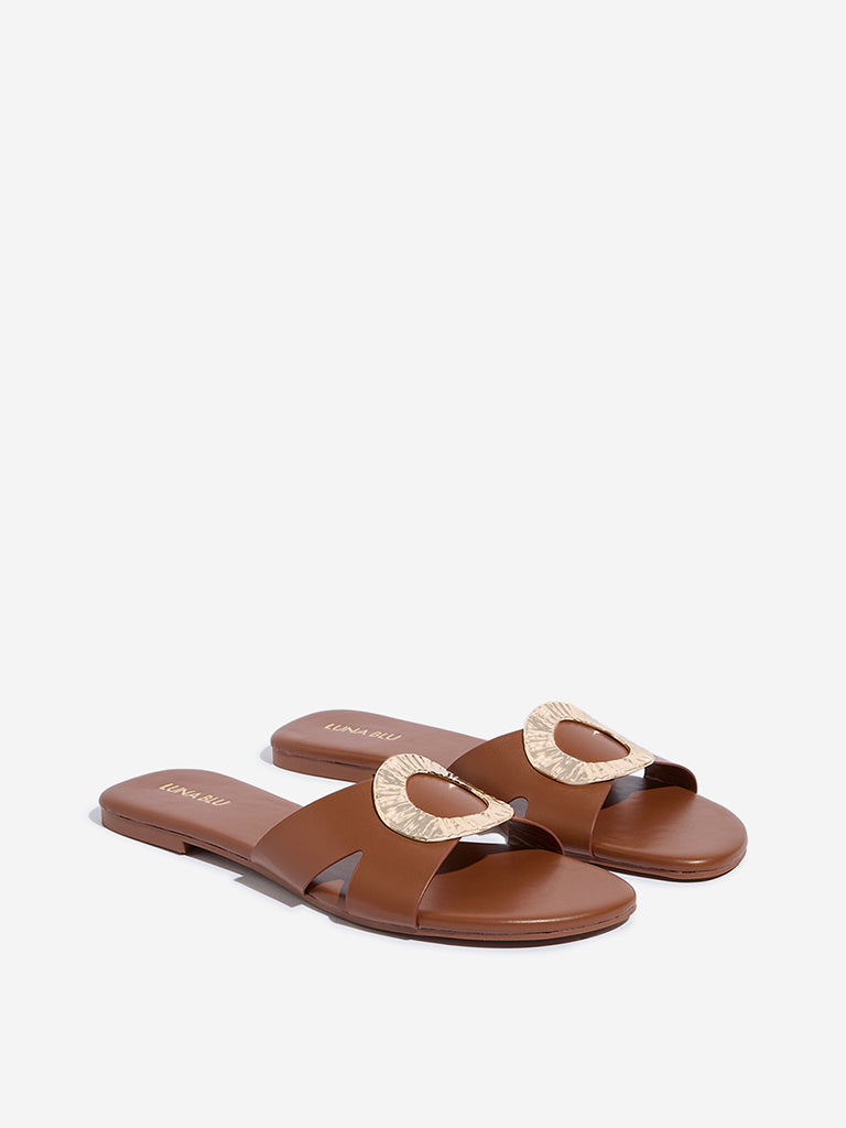 LUNA BLU Tan Hardware-Detailed Slides - Image 2