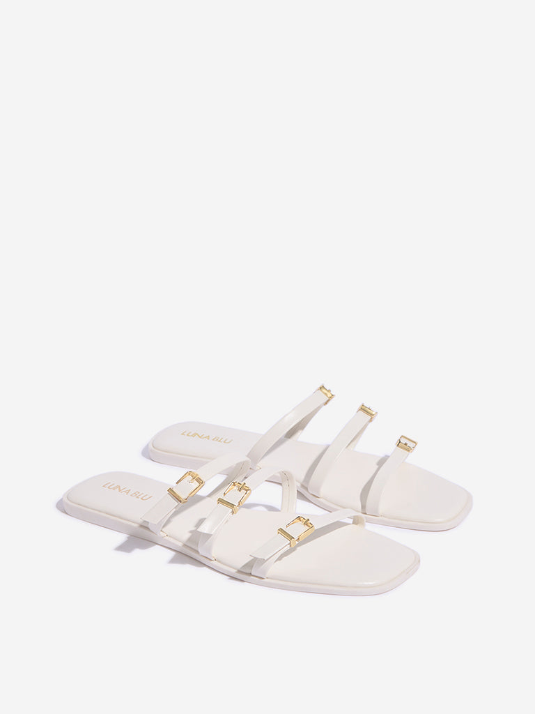LUNA BLU White Multi-Strap Slides - Image 2