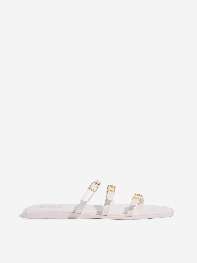LUNA BLU White Multi-Strap Slides