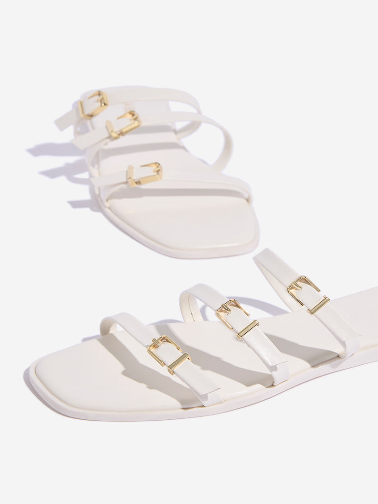 LUNA BLU White Multi-Strap Slides - Image 3