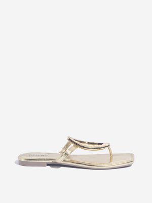 LUNA BLU Light Gold Hardware-Detailed Thong-Strap Sandals