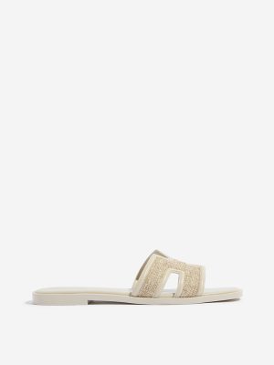 LUNA BLU Ivory Jute-Textured Slides