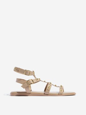 LUNA BLU Beige Studded Gladiator Sandals