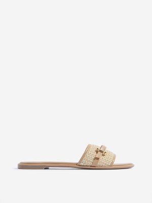 LUNA BLU Beige Jute-Textured Slides