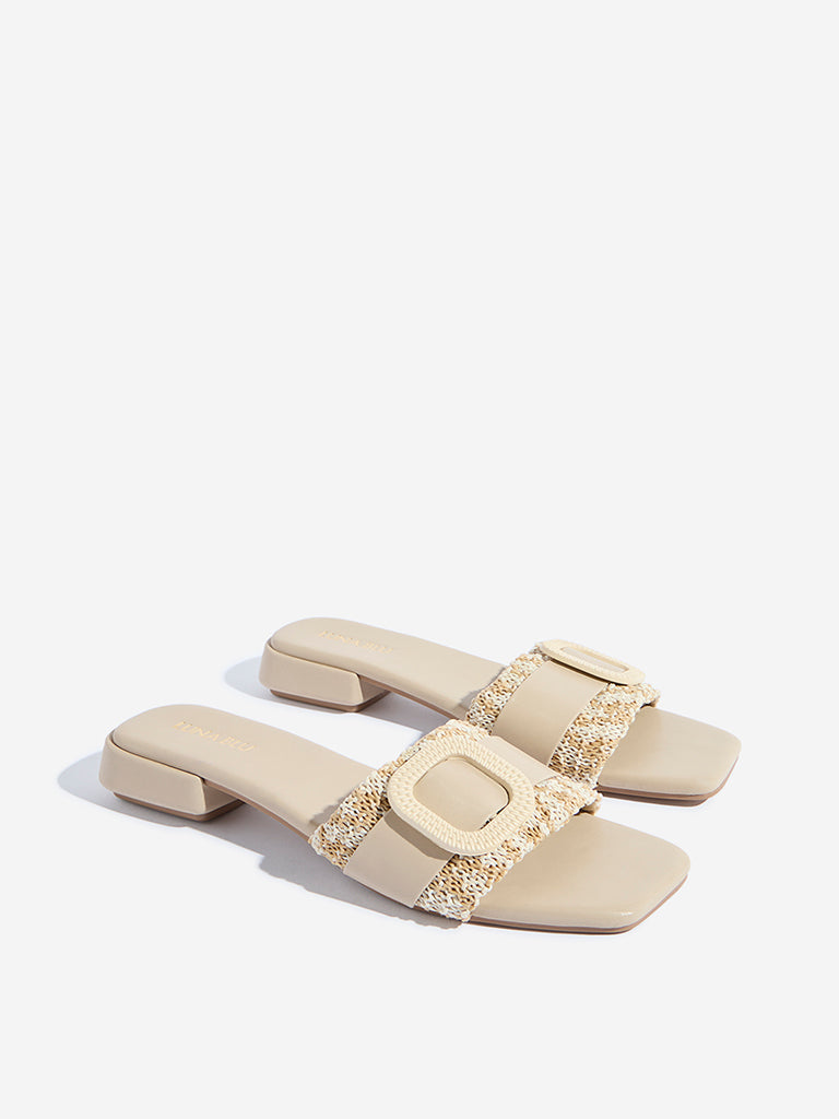LUNA BLU Ivory Buckle-Detailed Heel Sandals - Image 2