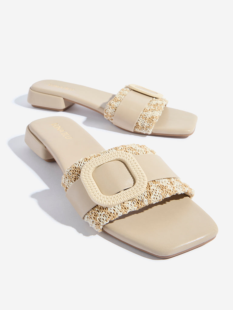 LUNA BLU Ivory Buckle-Detailed Heel Sandals - Image 3