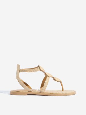 LUNA BLU Beige Shell-Detailed Sandals