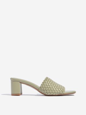 LUNA BLU Sage Woven-Textured Block Heel Sandals
