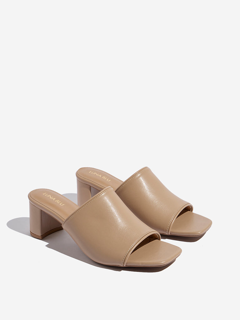 LUNA BLU Beige Block-Heel Sandals - Image 2